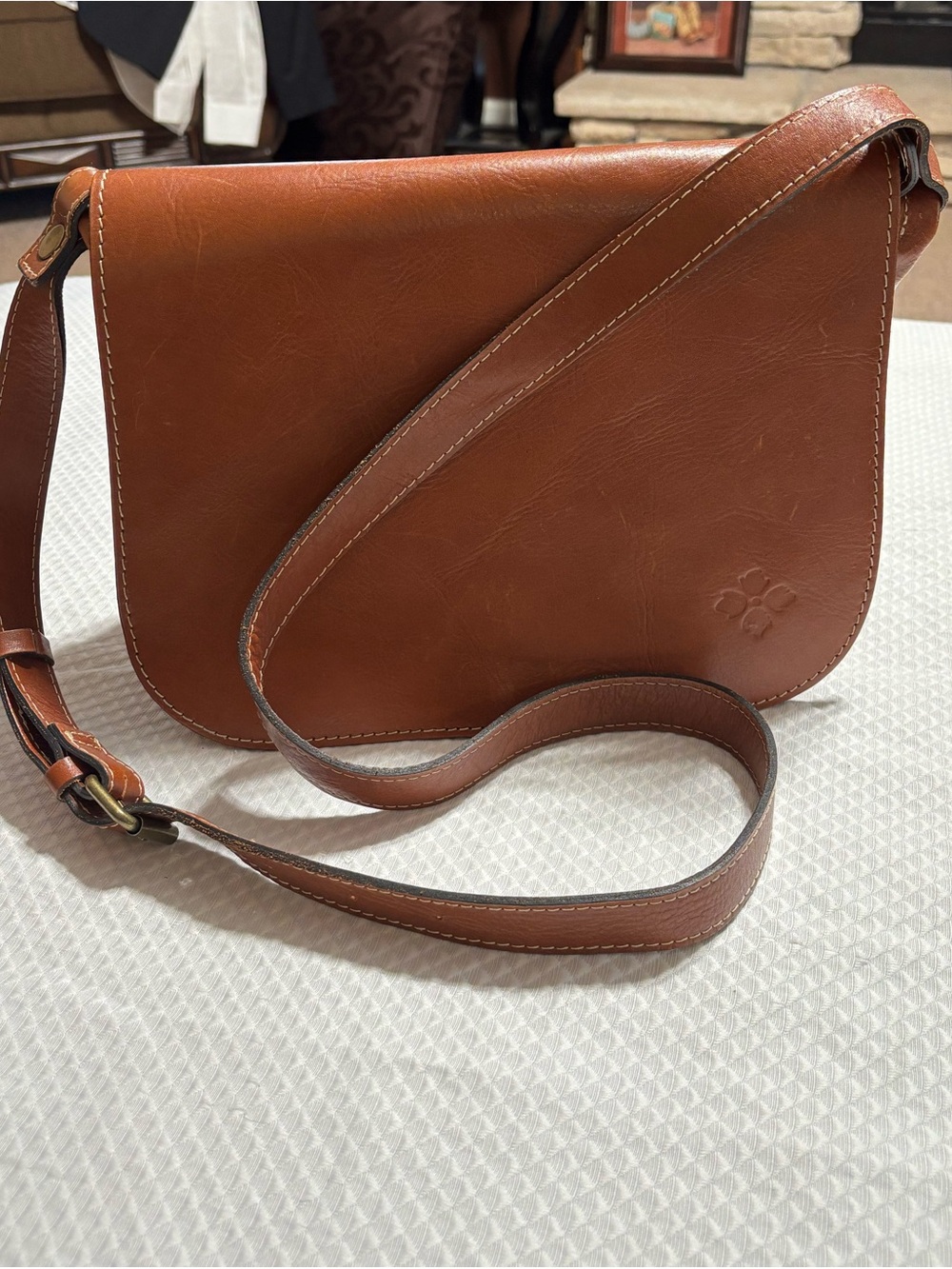 Patricia Nash Saddle Crossbody Bag in Cognac